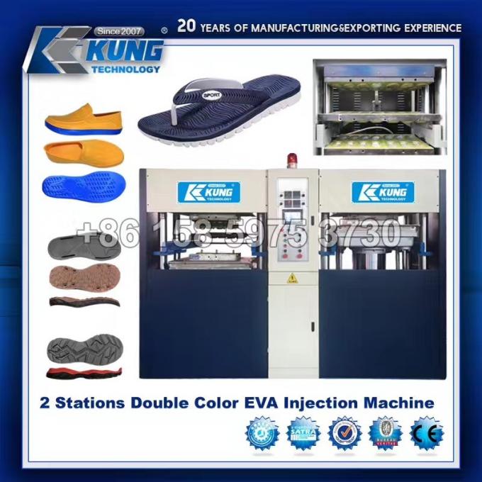 Un doppio colore EVA Foaming Machine Shoe Machine di due stazioni
