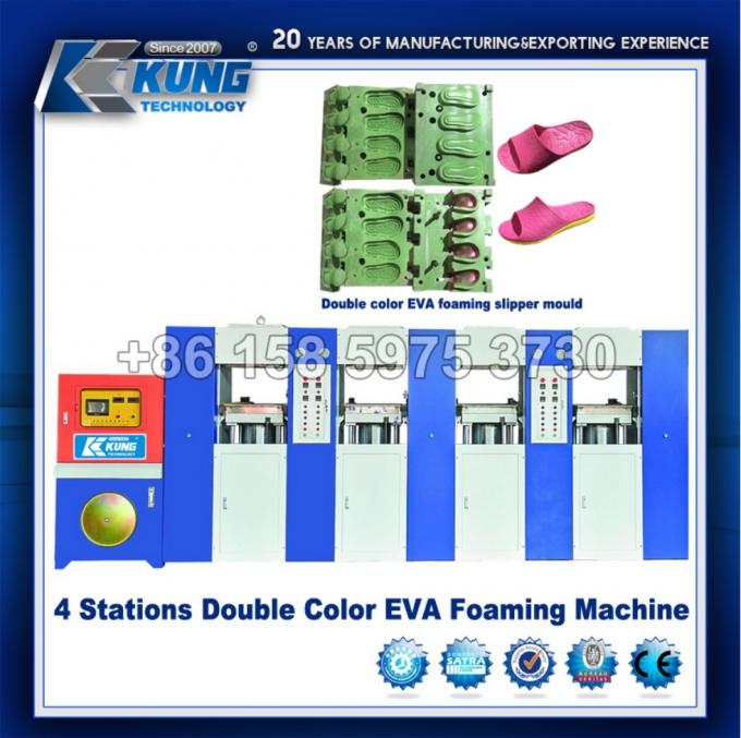 Un doppio colore EVA Slipper Foaming Making Machine di 4 stazioni