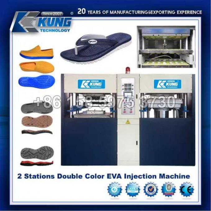 Un doppio colore EVA Slipper Foaming Making Machine di 4 stazioni